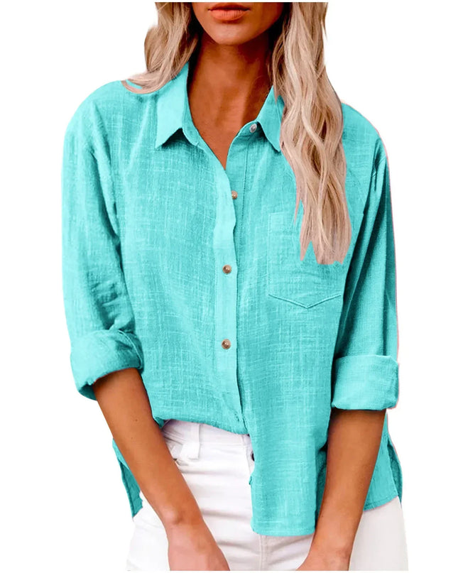 Women’s Long Sleeve Cotton-Linen Shirt