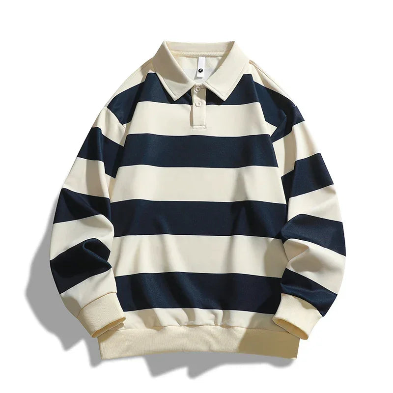 Men's Rugby Polo Shirt – Oversized Striped Fit