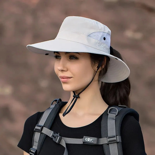 Xinbaoguan Foldable Ponytail Sun Hat – Breathable 100% Polyester UV Protection
