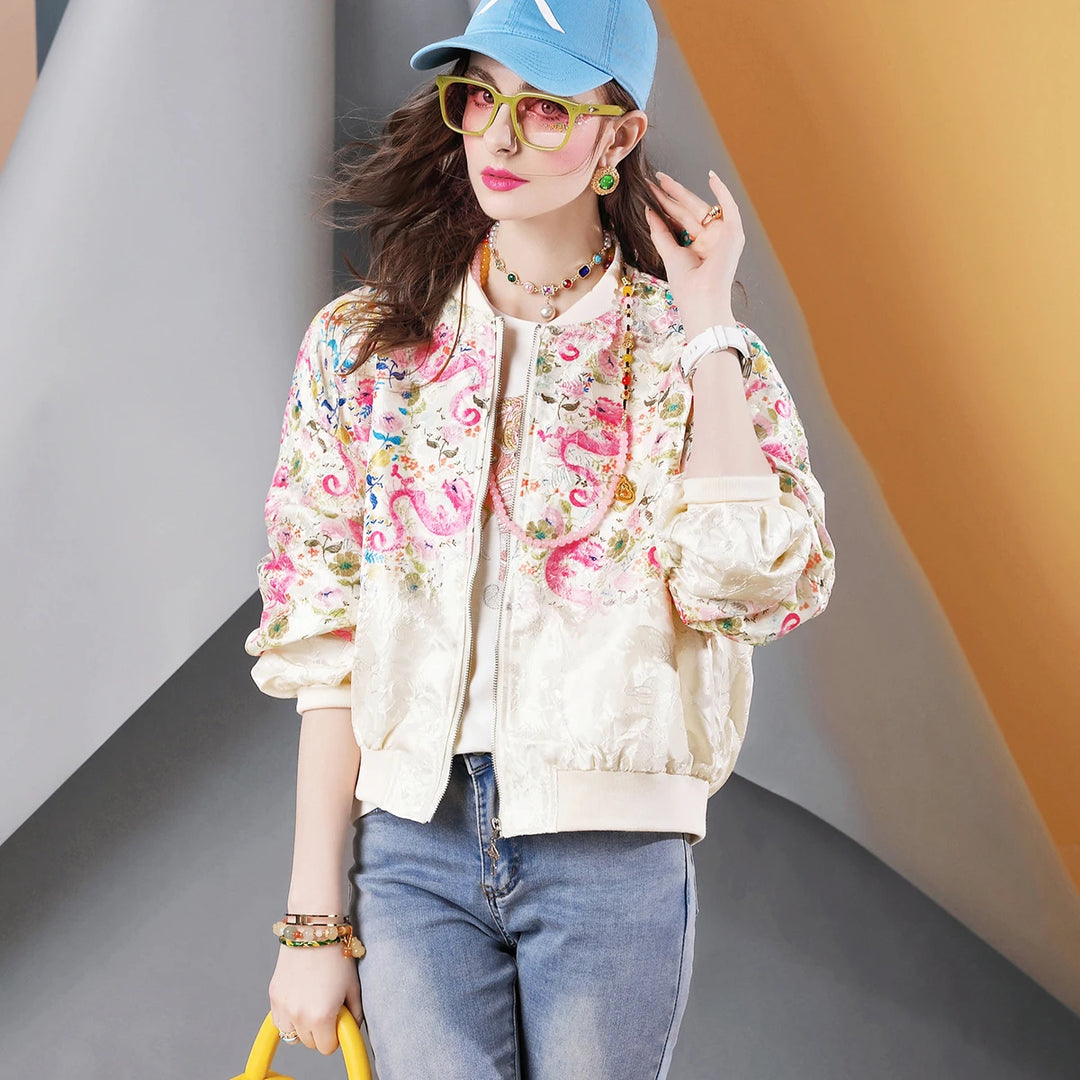 Women’s Chinese-Style Embroidered Spring Jacket-HighTouch