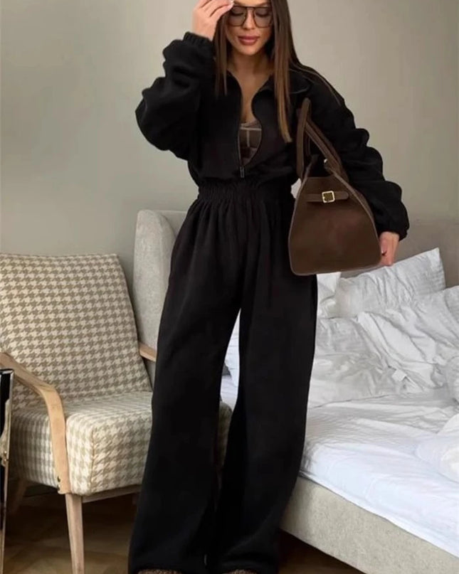 Women’s Hooded Zip Jumpsuit Set