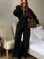Women’s Hooded Zip Jumpsuit Set-HighTouch