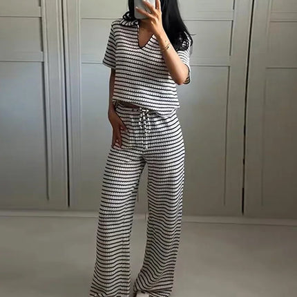Women’s Knit Striped Pullover & Pants Set