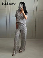 Women’s Knit Striped Pullover & Pants Set-HighTouch