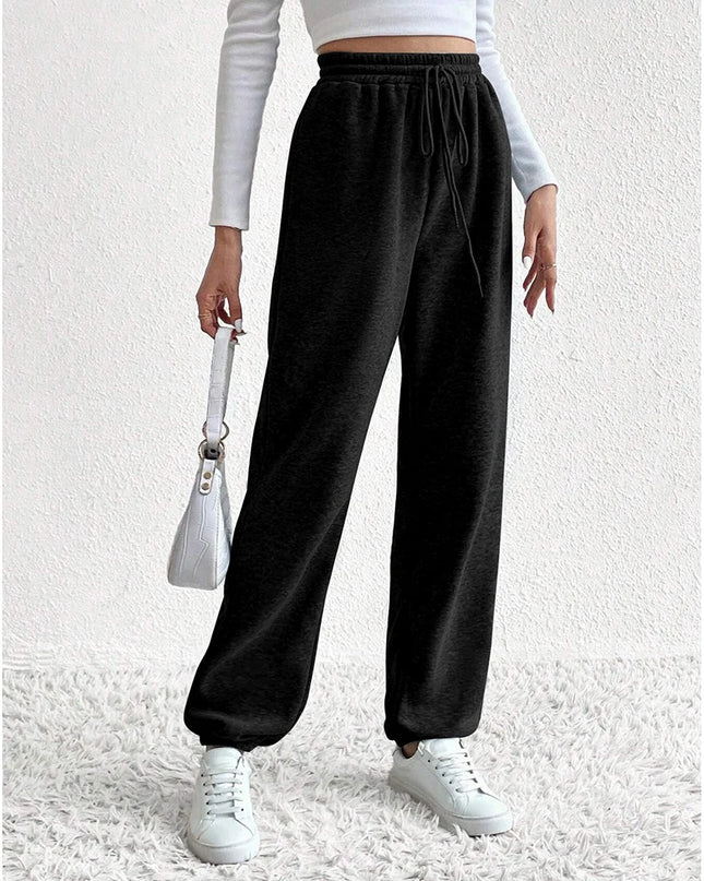 Mia Muse High-Waist Ankle Sporty Pants – All‑Season Solid Casual Trousers