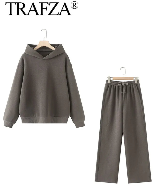 Women’s Casual Hooded Pullover & Straight Pants Set — Cozy, Chic & Versatile