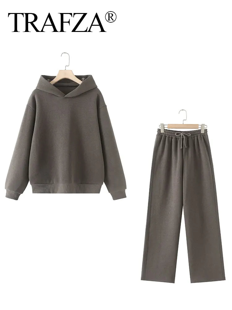 Women’s Casual Hooded Pullover & Straight Pants Set — Cozy, Chic & Versatile