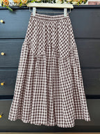 Plaid Printed Ruffle Maxi Skirt-HighTouch