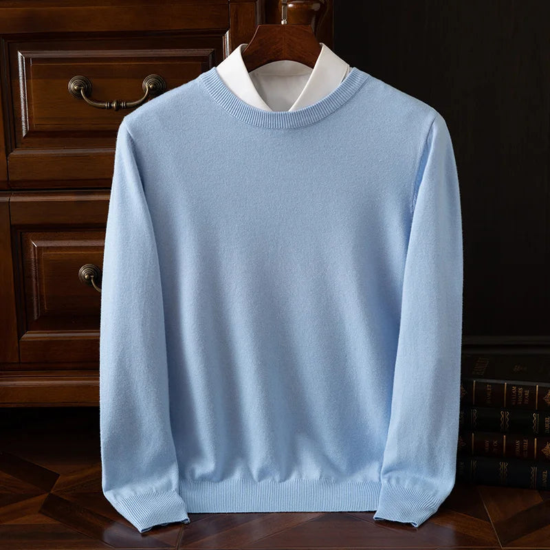 Men’s Merino Wool Sweater Premium Long Sleeve Knit Pullover-HighTouch