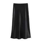 Women’s Satin High Waist Midi Skirt – Elegant Summer Office Skirt-HighTouch