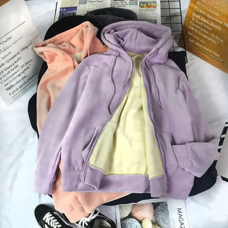 Women’s Fleece-Lined Zip-Up Lounge Set-HighTouch