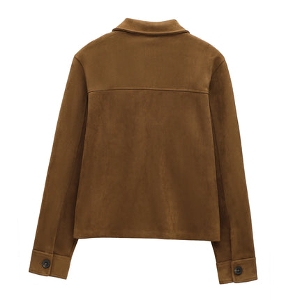 Women's Winter Zipper Jacket - Elegant Short Street Coat with Pocket