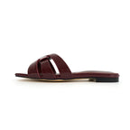 Women’s Genuine Leather Square Toe Summer Slides Casual Slip-On Sandals-HighTouch
