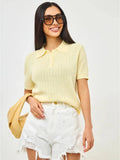 Tornova Loose Knit Polo Tee – Summer Casual Women's Top-HighTouch