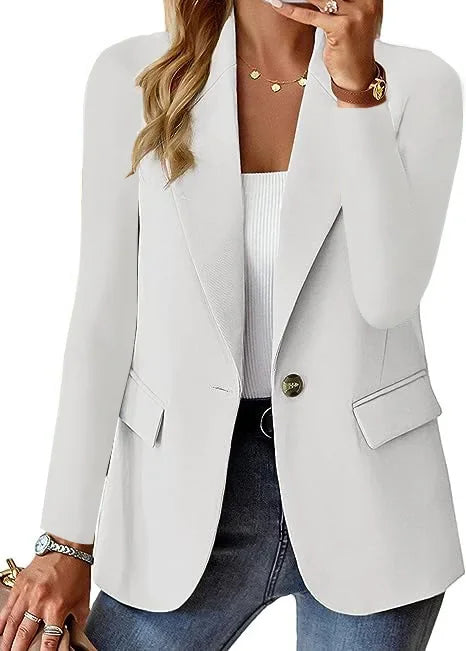 Women’s Casual Solid Blazer – Long Sleeve Turn-Down Collar Suit Coat