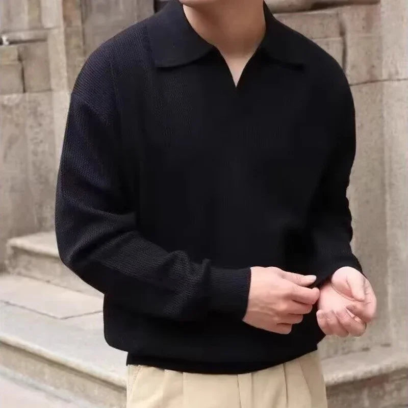 Vintage Y2K V-Neck Pullover Sweater Men