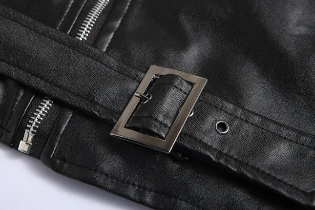 Men’s Slim-Fit PU Leather Motorcycle Jacket