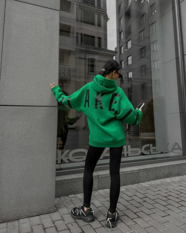 European American Fashion Printed Thick Loose Hoodie