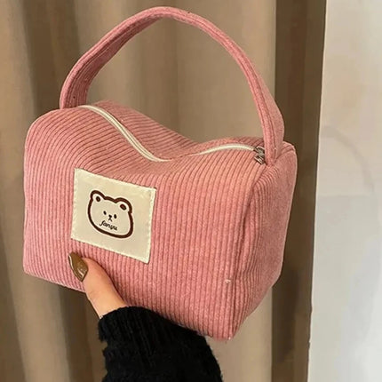 Large Capacity Makeup Bag for Women - Soft Plush Cosmetic Organizer
