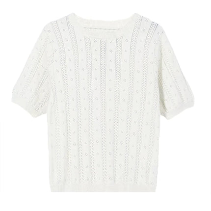 Distressed 100% Cotton Tee – Korean Knit Summer Top