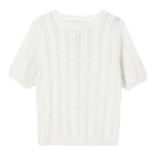 Distressed 100% Cotton Tee – Korean Knit Summer Top-HighTouch