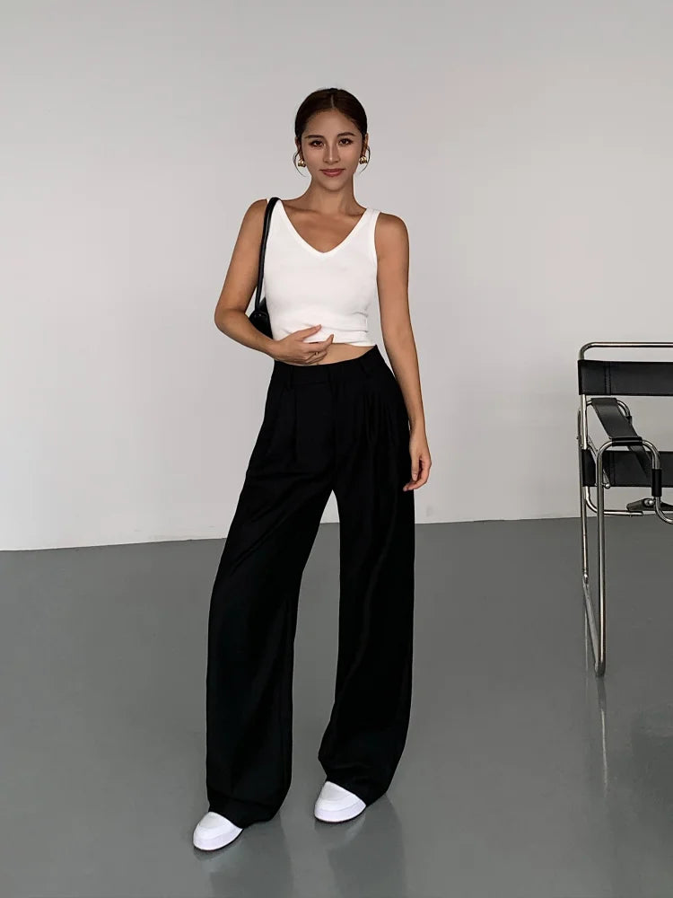 High-Waisted Wide-Leg Suit Pants – Multicolor Office Trousers for Women-HighTouch