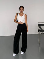 High-Waisted Wide-Leg Suit Pants – Multicolor Office Trousers for Women-HighTouch