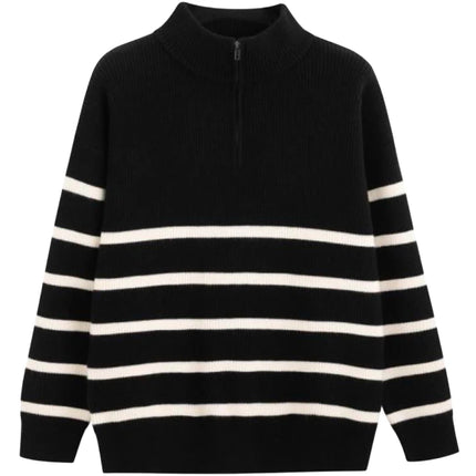 Men’s Striped Semi-Zip Knit Sweater