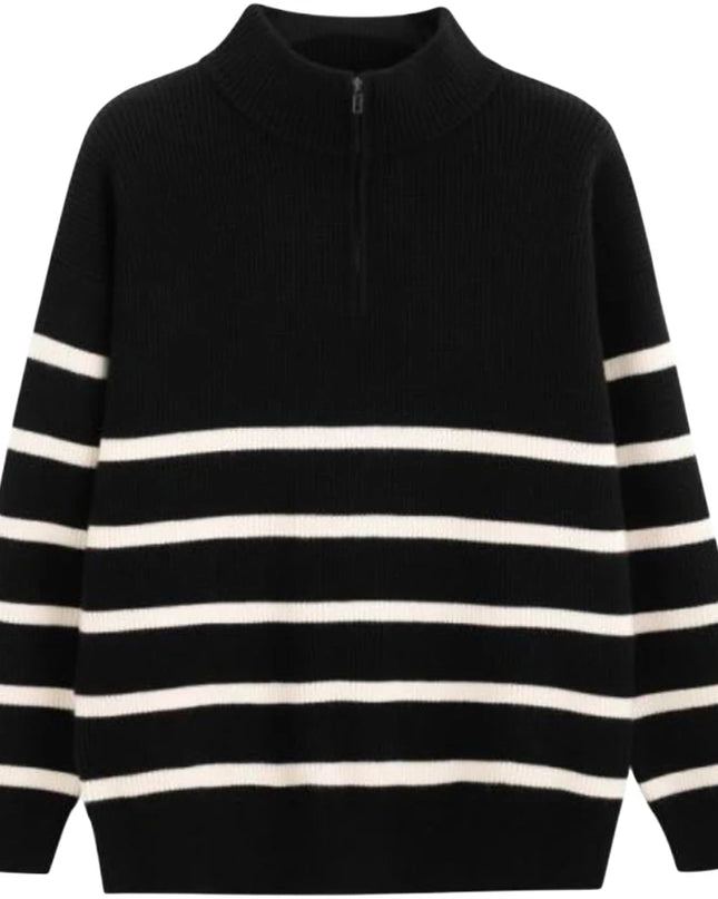 Men’s Striped Semi-Zip Knit Sweater