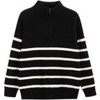 Men’s Striped Semi-Zip Knit Sweater-HighTouch