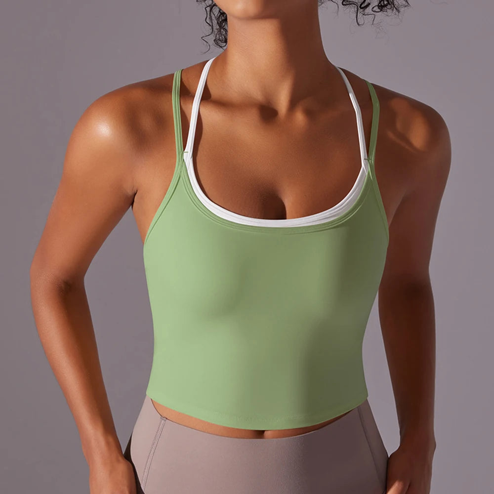 Backless Push-Up Yoga Top – Seamless Padded Workout Top Dames Push Up sport-HighTouch