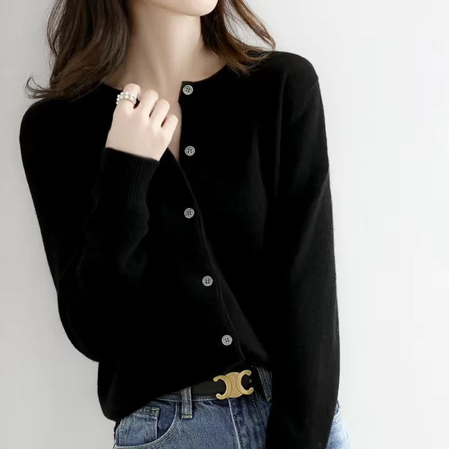 Women's Cardigans Sweater O-neck Solid Cardigans
