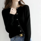 Women's Cardigans Sweater O-neck Solid Cardigans-HighTouch