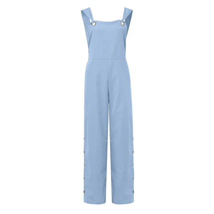 Women's Cotton Linen Strappy Playsuit – Wide Leg Summer Jumpsuit