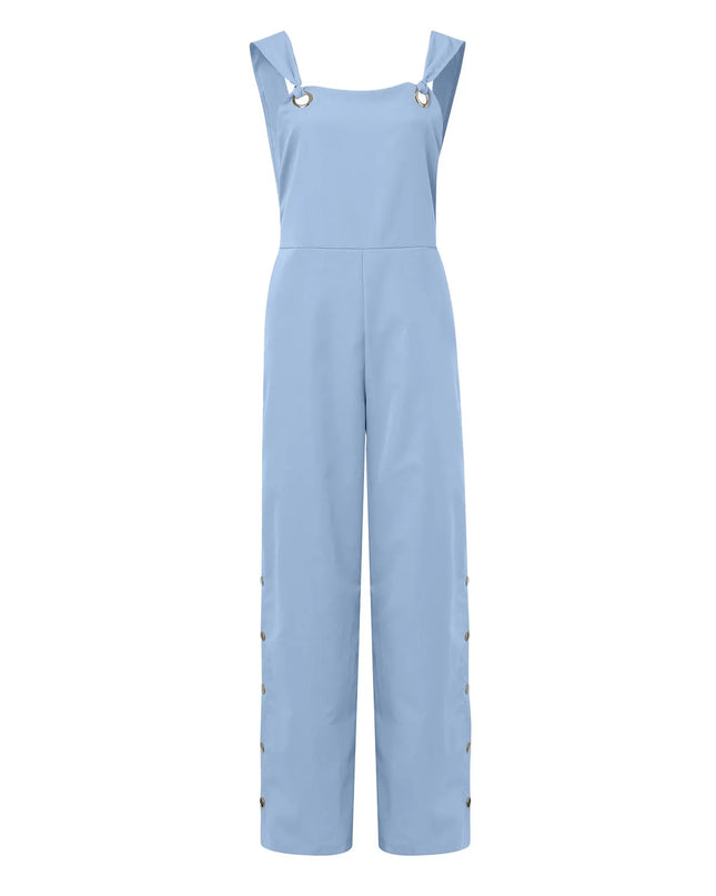Women's Cotton Linen Strappy Playsuit – Wide Leg Summer Jumpsuit