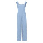 Women's Cotton Linen Strappy Playsuit – Wide Leg Summer Jumpsuit-HighTouch