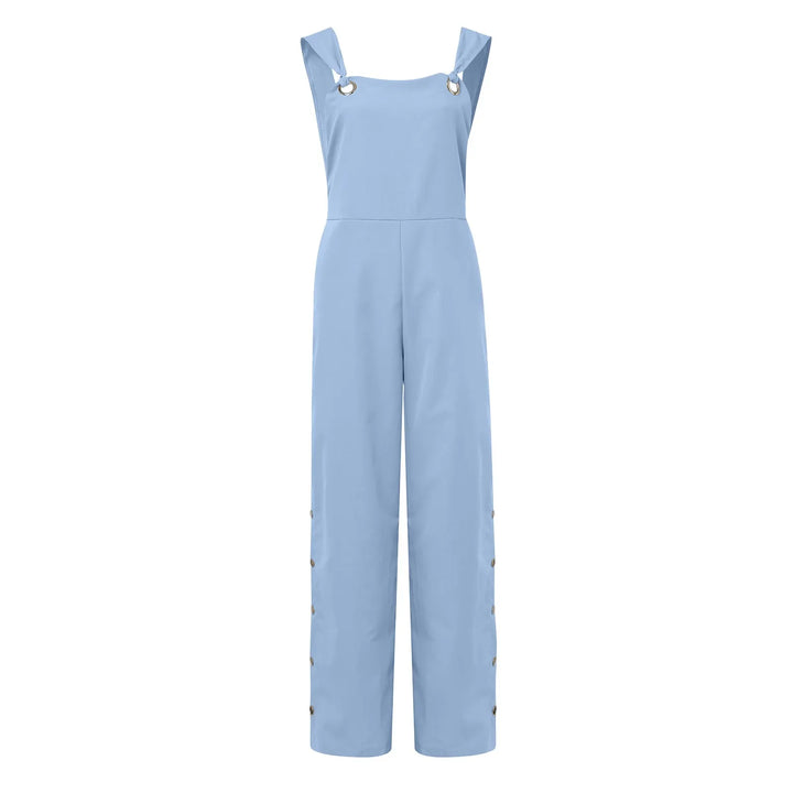 Women's Cotton Linen Strappy Playsuit – Wide Leg Summer Jumpsuit-HighTouch