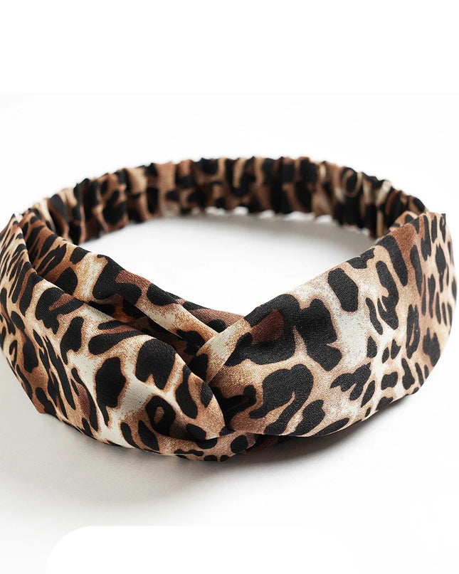 Vintage Boho Printed Cross Turban Headband – Wide Stretchy Fabric Band