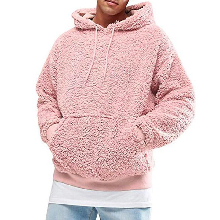 Men's Sherpa Fuzzy Pullover Hoodie-HighTouch