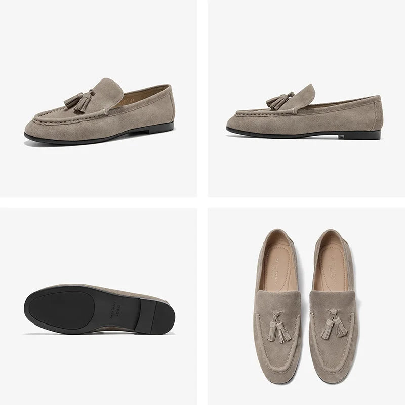 Mocassini in camoscio con nappine UK