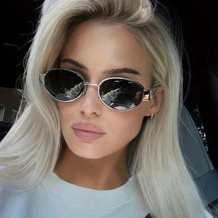 Retro Oval Metal-Frame Sunglasses-HighTouch