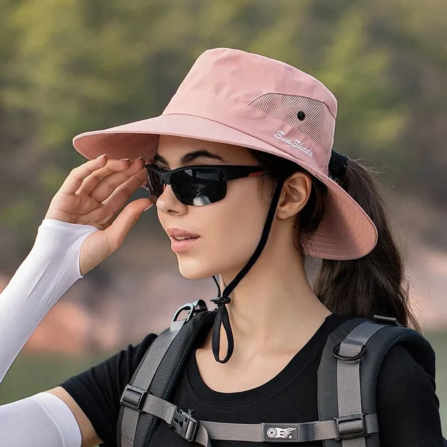 Xinbaoguan Foldable Ponytail Sun Hat – Breathable 100% Polyester UV Protection