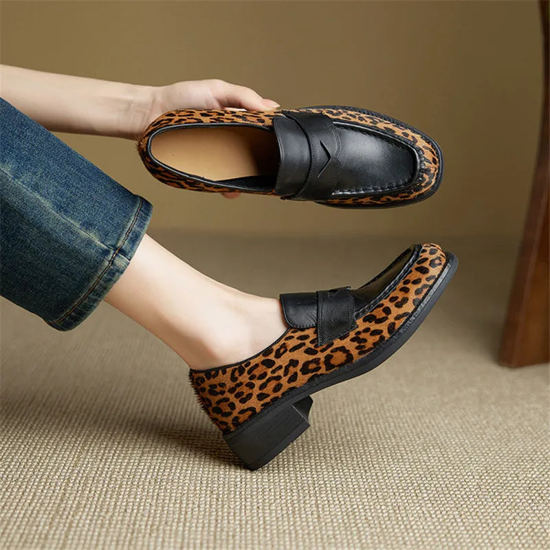 Leopard Leather Loafers