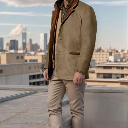 Retro Patchwork Lapel Jacket Men