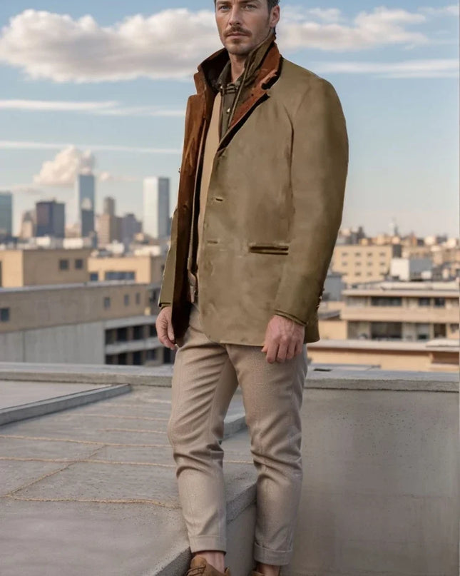 Retro Patchwork Lapel Jacket Men