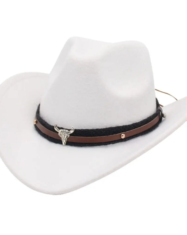 Western Cowboy Hat – Jazz Knight felt hat with bull-shaped décor