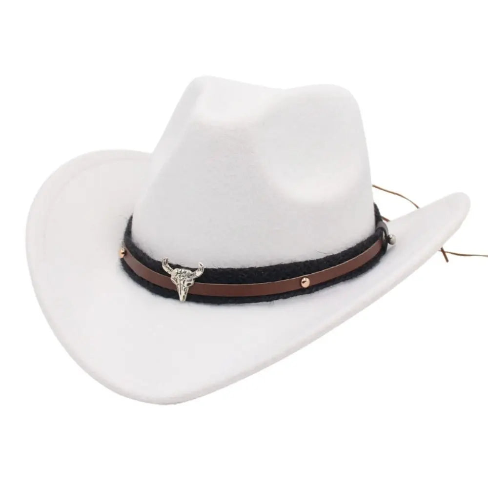 Western Cowboy Hat – Jazz Knight felt hat with bull-shaped décor-HighTouch