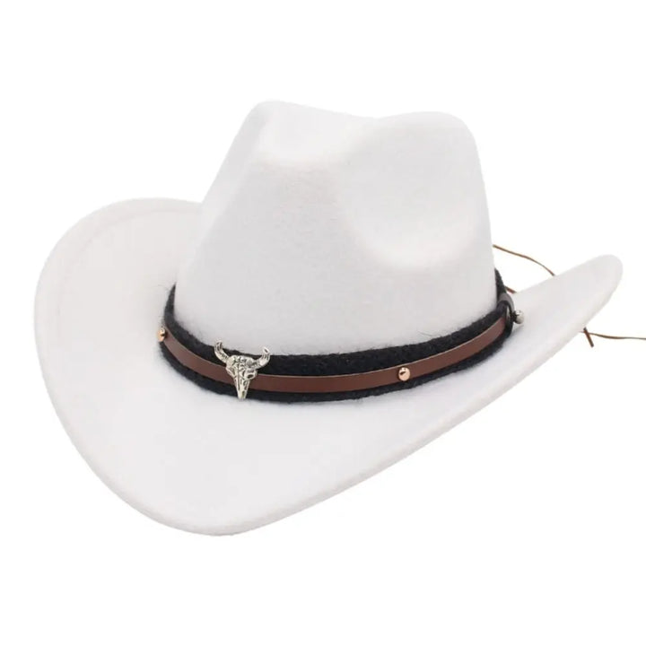 Western Cowboy Hat – Jazz Knight felt hat with bull-shaped décor-HighTouch