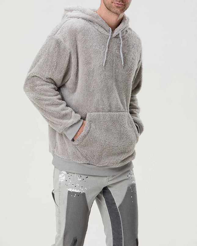 Men's Sherpa Fuzzy Pullover Hoodie