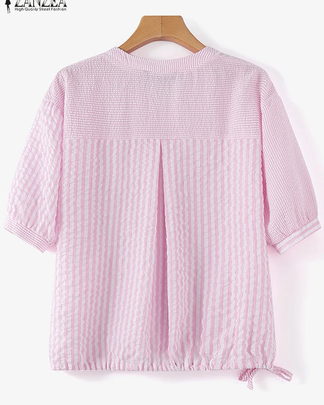 Elegant Striped V-Neck Blouse